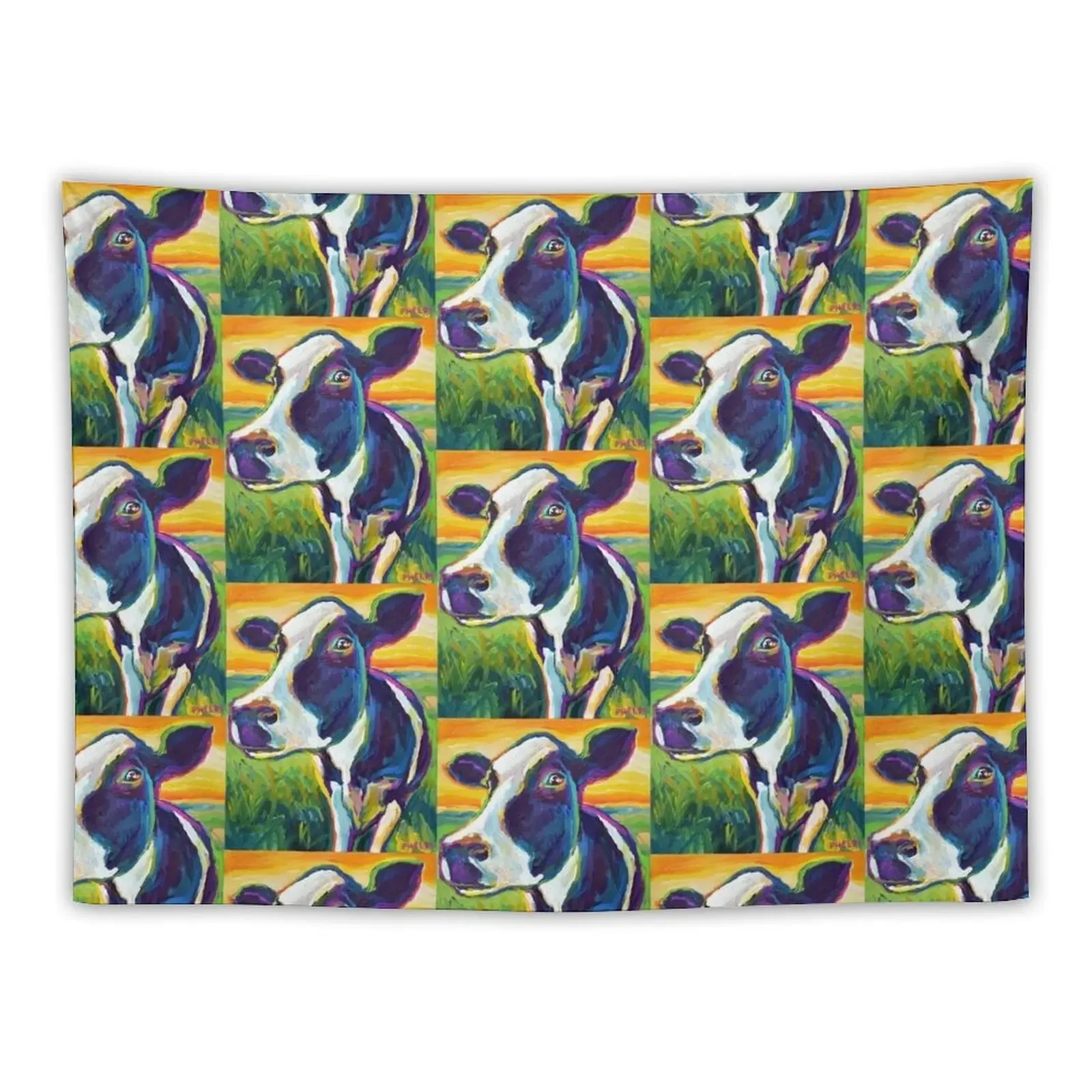 

Colorful FARM COW by Robert Phelps Tapestry Decor For Room Decorative Wall Murals Room Decor Tapestry