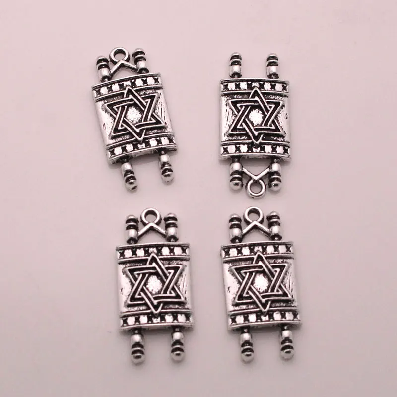 Sefer torah scroll star of David jewish charm 4 pcs/lot