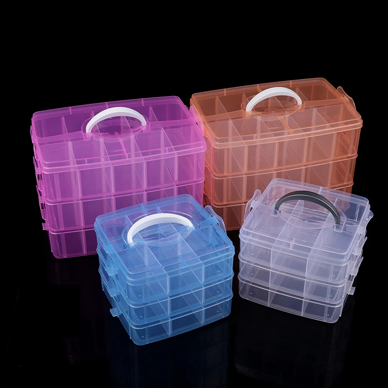 3 Layers Transparent Plastic Jewelry Storage Box Large-Capacity Finishing Box Necklace Ring Stud Earrings Box Ornament Box