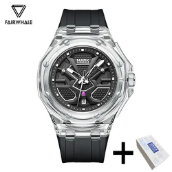 Fashion Mens Watches Famous Brand Mark Fairwhale Sports Silicone Strap Clocks Luxury Acrylic Case Quartz Wristwatch Dropshipping