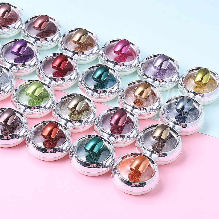 20/24 stuks chroompoeder nagels glitter wrijven poeder Y2K paars roze goud zilver metallic spiegel nagel chroom stof manicure decor