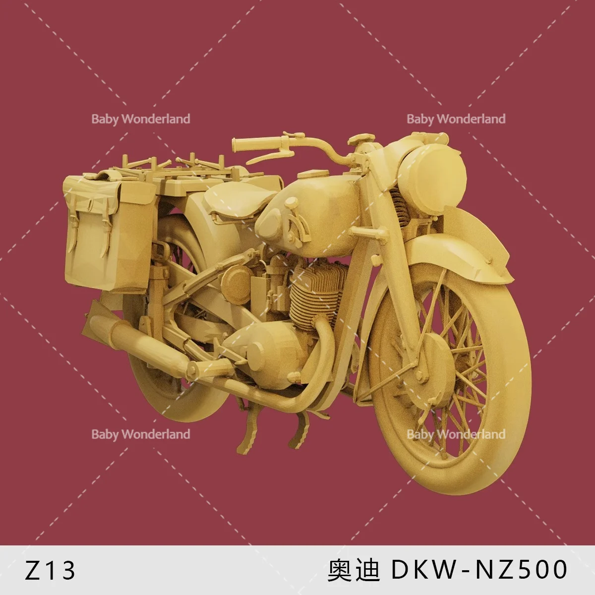 In Stock NZ500 Unpainted Miniatures 1/64 1/43 Figure German WWII Retro Motorcycle Dolls Model Creative Scene Prop Car Toys