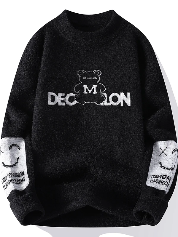 

Мужской зимний вязаный свитер с тонким мехом и высоким воротником на подкладке, теплый топ, повседневный длинный трикотаж