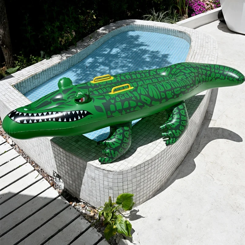 

1PC Adventure-Ready Crocodile Inflatable Ride-on with Handles, Summer Thickened Pool Float ,Summer Funny Party Toy