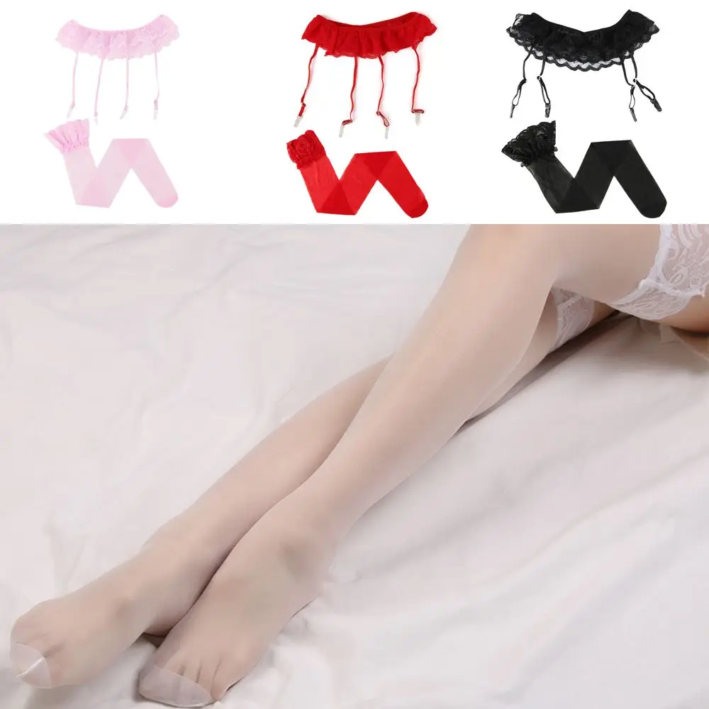 Fashion Leggings Sexy Socks+Suspender Garter Belt Thigh-Highs Stockings Lace Top