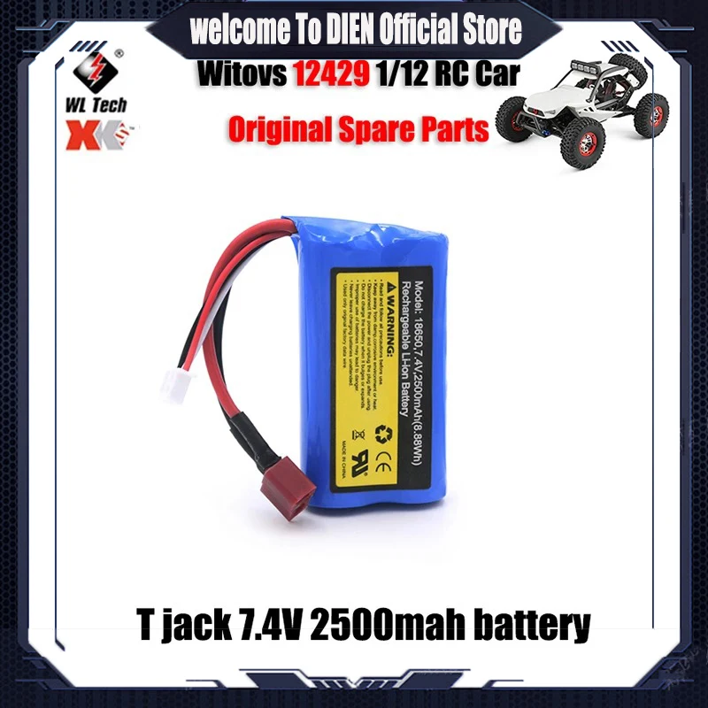 WLtoys 12429 1/12 RC oryginalne części zamienne samochodowy T Jack 7.4V 2500mah akumulator