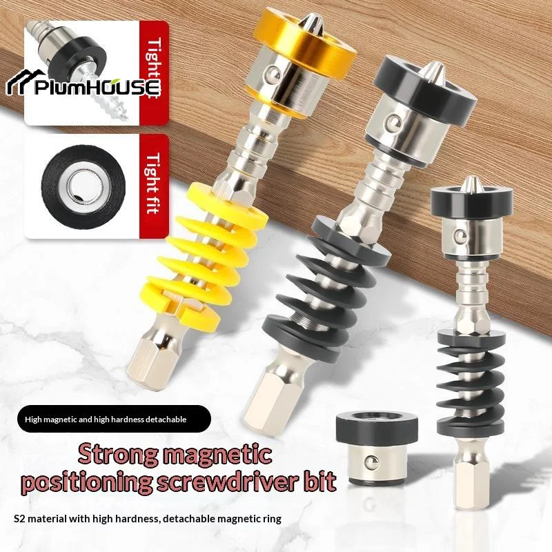 1Pcs 1/4 Inch Hexagonal PH2 Cross Screwdriver Head Magnetic Screwdriver Head Magnetic Ring Positioning Detachable Limit Ring