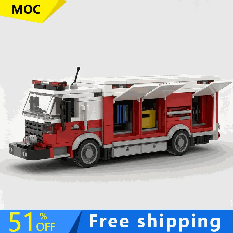 548 PCS US Navy Heavy Rescue Fire Truck Emergency Vehicle Building Blocks Model Bricks DIY Assembly Display Collectible Toy Gift