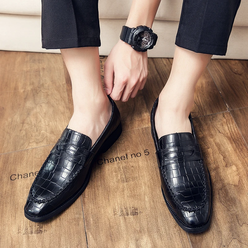 Summer New Men Lefu Shoes Black Red PU Anti slip and Wear resistant Casual Business Dress Shoes Gentleman Social Shoes Men Shoes