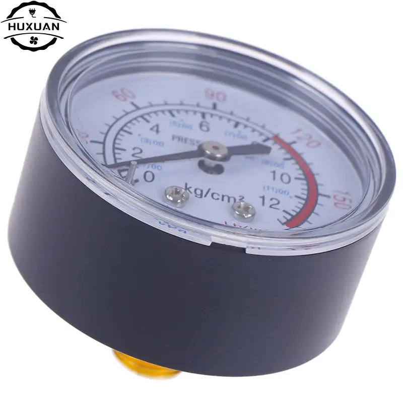 New Plastic Shell Bar Air Pressure Gauge 13mm 1/4 Bsp Thread 0 ~ 180 PSI 0 ~ 12Bar Double Scale For Air Compressor