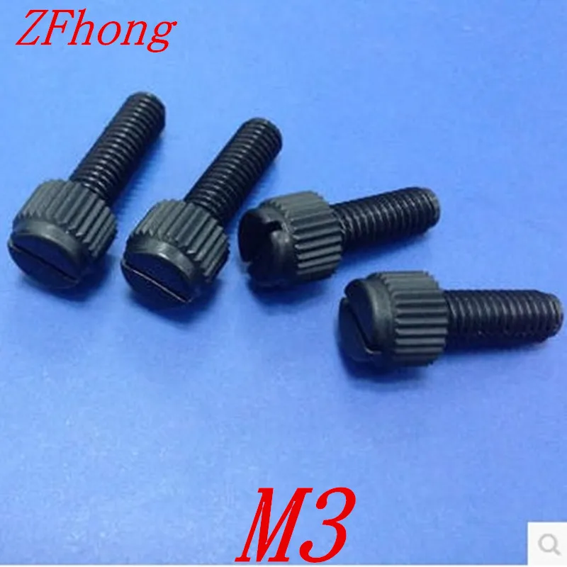 1000pcs m3*6/8/10/12/16/20/25 black nylon hand tighten thumb screws , m3 antirust bolt plastic knurled screws insulation bolts