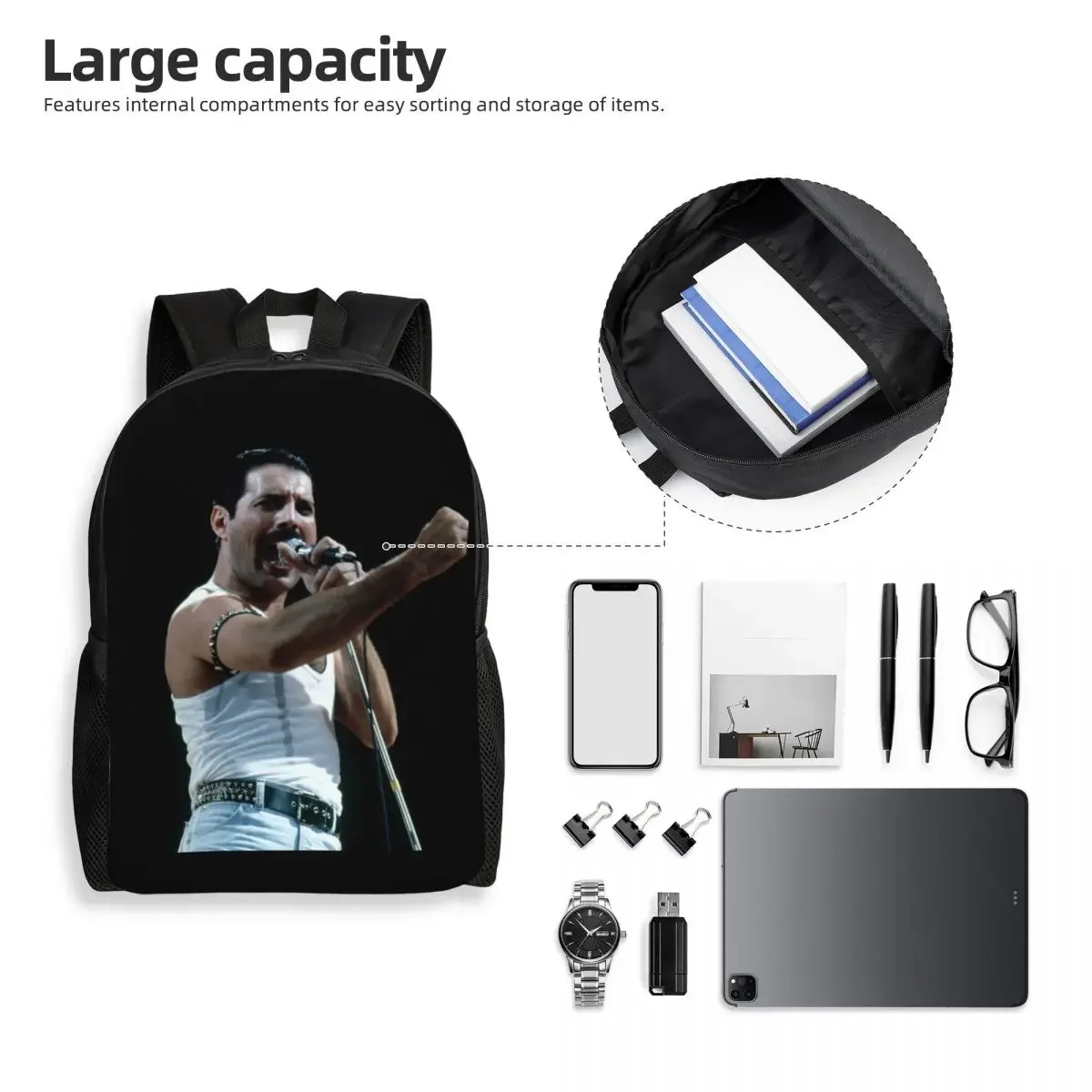 Custom Freddie Mercury Backpack for Women Men School College Students Bookbag Fits 15 Inch Laptop Bags