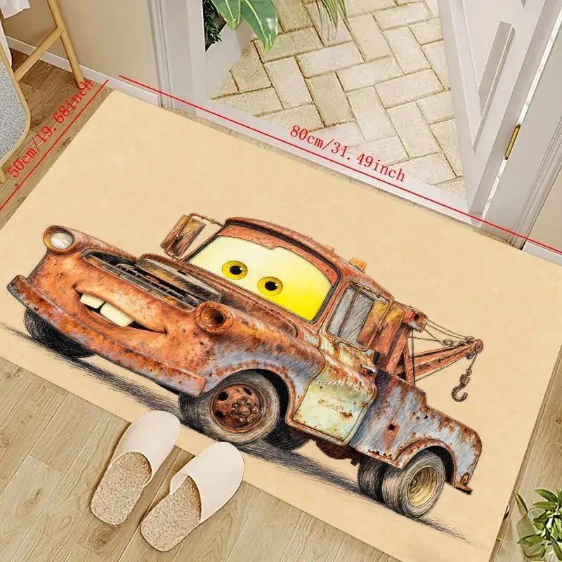

1 шт. Disney Pixar Cars Mater Tow Truck Cartoon напольный коврик, милый нескользящий моющийся коврик для автомобиля в деревенском стиле, мягкий коврик для детей R