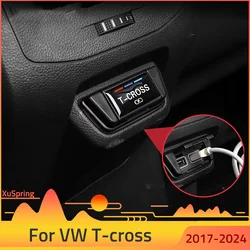 Car Rear Console Center USB Equip Charging Port Protective Cover Dust-proof Frame for VW T-cross Tcross 2019 2020 2021 2022 2023