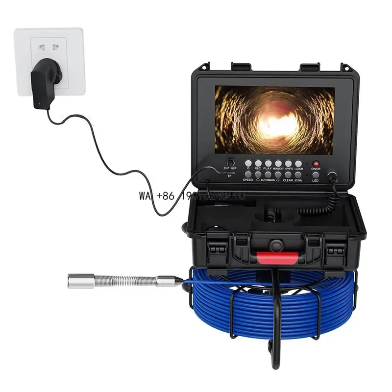 Wmwmnu 9 Inch Drain Sewer Endoscope with Distance Counter 512Hz Signal Self Leveling Pipeline 10 20 30 40 50M