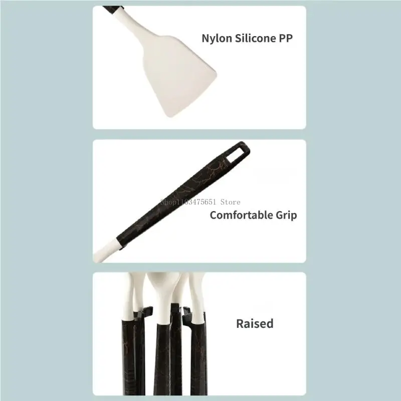 

Set Of 7 Silicone Cooking Utensils Nonstick Spoons And Spatulas Kitchen Gadget
