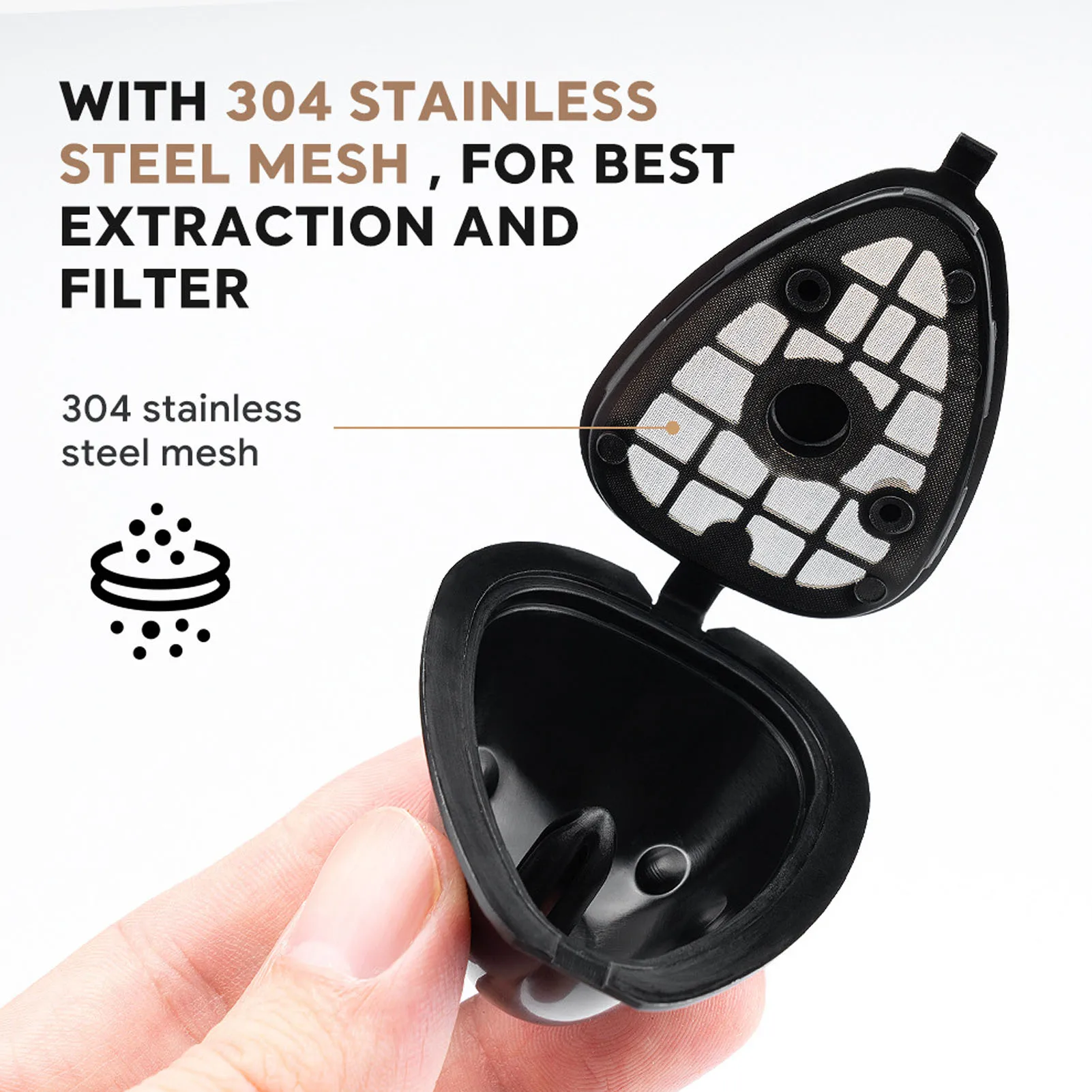 Food-Grade PP Reusable Coffee Capsule Filter, Fine Filtration Multifunctional for ST 9662 Coffee Maker Capsule Pod