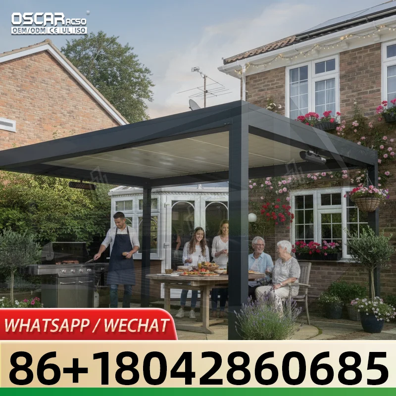 Adjustable Outdoor Gazebo Customized Modern Motorized Aluminium Louver Pergola for Backyard Patio and Garden pergola