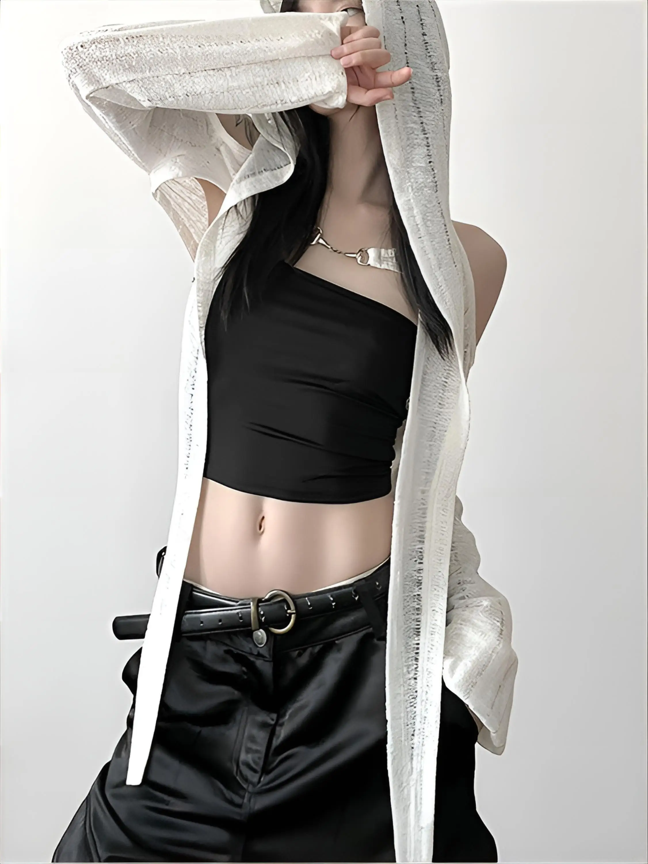 

Футболки с длинными рукавами в готическом стиле для женщин, с эмо-принтом Darkthrone, с оборками, черные, в рубчик, из модала, в стиле хип-хоп, для осени