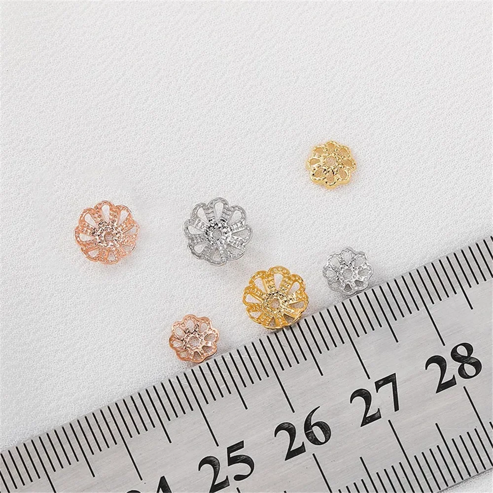 

14K Gold-plated Hollowed Out Flower Tray Pearl Beaded Spacer Handmade DIY Bracelet Necklace Headpiece Beaded Material Accessorie