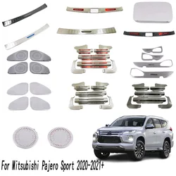 For Mitsubishi Pajero Sport 2020 2021 2022 2023+ Steel Car Door Anti-Kick Panel Tank Audio Speaker Frame Trim Pedal Trunk