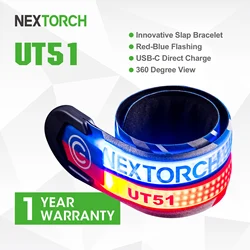 NEXTORCH UT51 Sports light emitting bracelet LED police wrist ring red and blue flash 360 degree light night running cycling