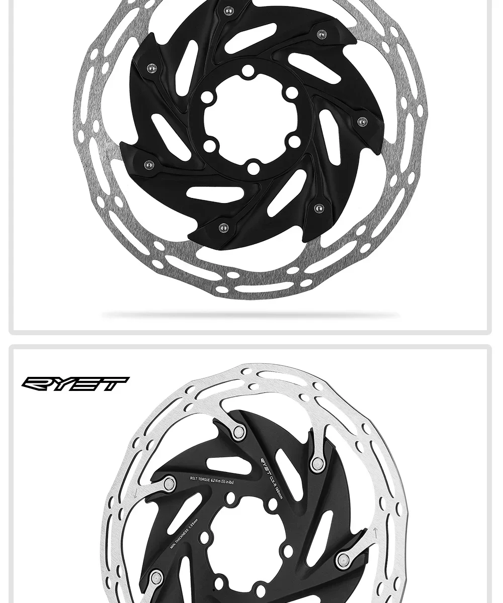 2025 RYET Fahrrad-Bremsscheiben, 6 Bolzen und Mittelsperre, 140 mm/160 mm, MTB, Rennrad, Fahrradteile, Scheibenbremsscheiben, Fahrradzubehör – Detail 9