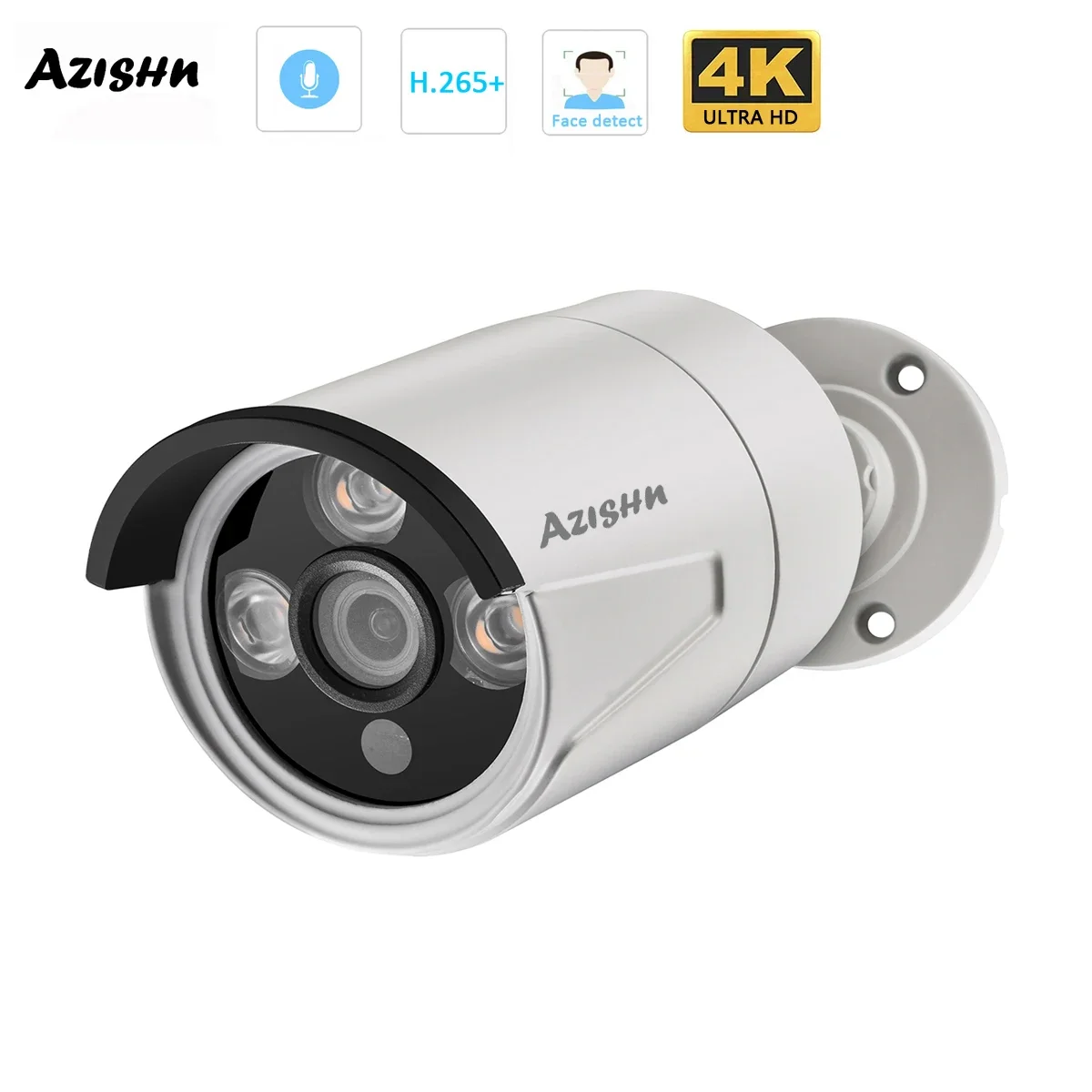 

AZISHN 2.8mm Wide Angle 8MP 4K IP Camera Outdoor Face Detect Audio H.265 Bullet CCTV Home 5MP 4MP POE Human AI Security Camera