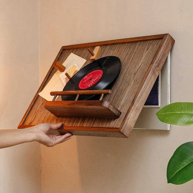 

Walnut Electric Meter Box with Shelf Decorative Electrical Panel Organizer Wall Mounted Switch Box Cover MultiPurpose Home Decor