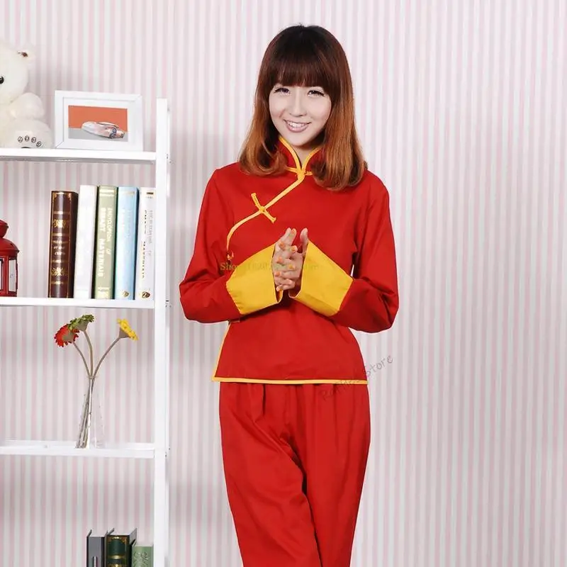 

Anime Gintama Kagura Cosplay Costume Wig Kagura Kungfu Red Top Pants Dress Outfit Halloween Cosplay Party Suits Women Clothes