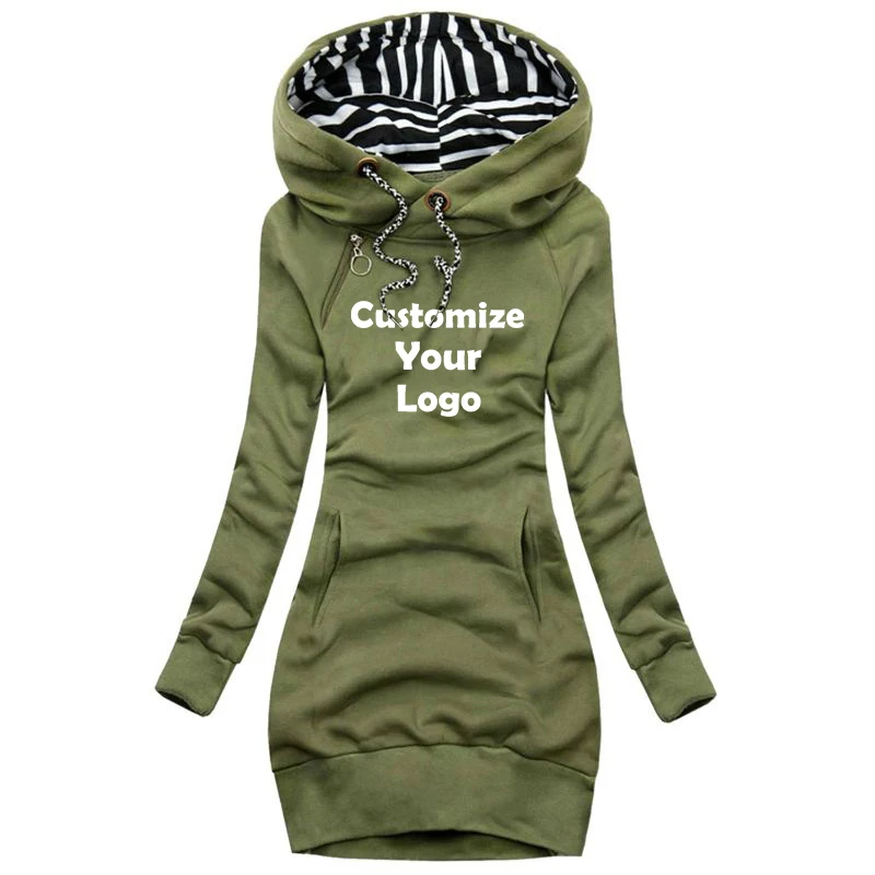 Customized Newest Women Sweater Dress Long Sleeve Hoodie Dress Autumn Winter Casual Slim Sweater Hoodies Dress