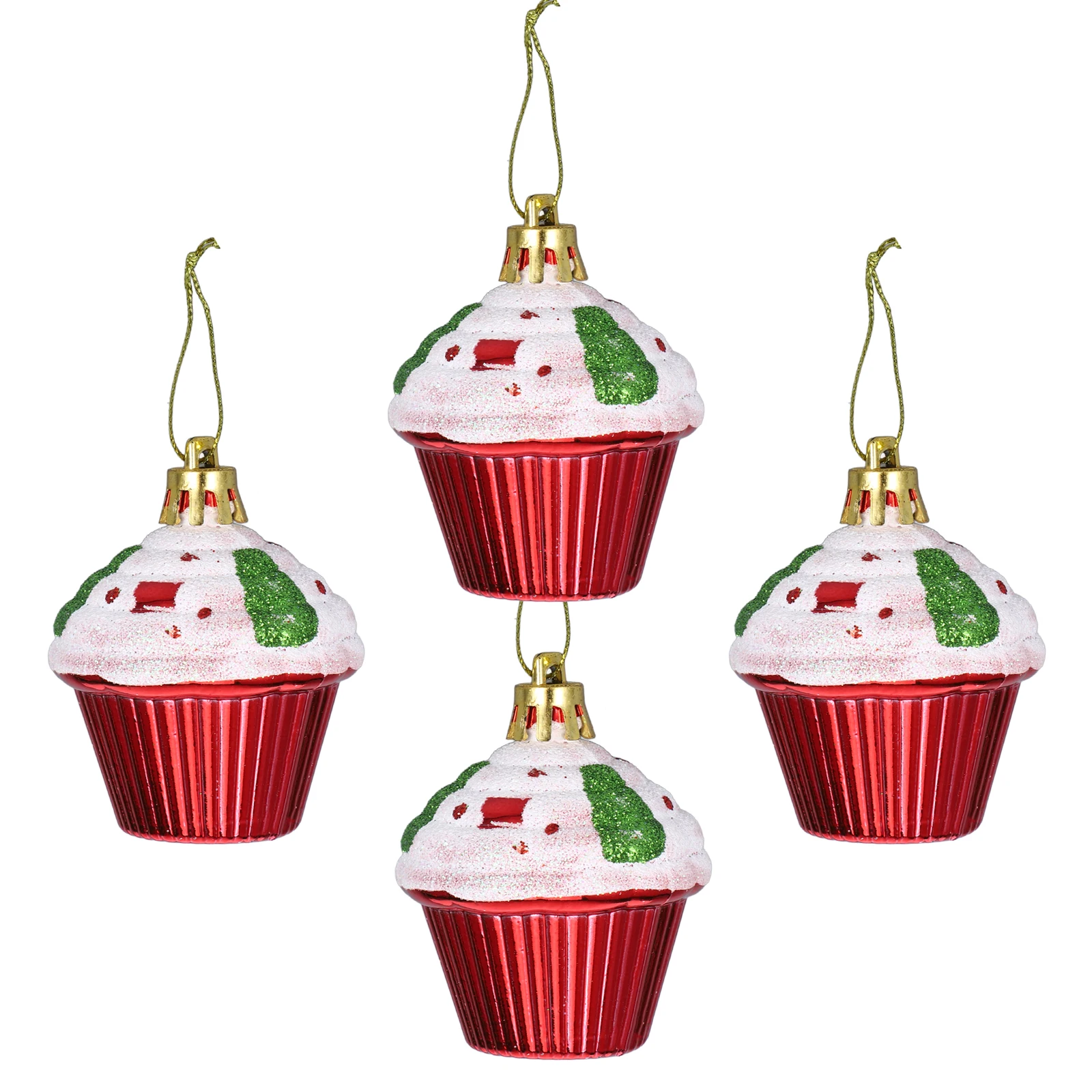 

4pcs Christmas Hanging Ornaments Cake Shape Abs Material Decorations For Tree Fireplace Table Party Xmas Tree Pendant