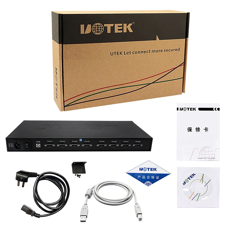 UOTEK-convertidor USB a RS-232, adaptador de conversión RS232, 8 puertos, 1U, UT-2003B1 ESD