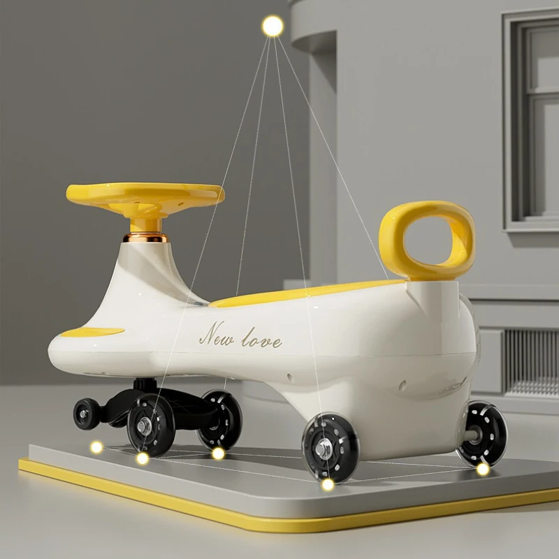 ‌ طفل تذبذب سيارة 1-3Y مكافحة تلميح سكوتر مقعد واسع للغاية يحمل 220 رطل عجلات توهج صامتة التعلم المبكر التوازن المدرب الوالدين