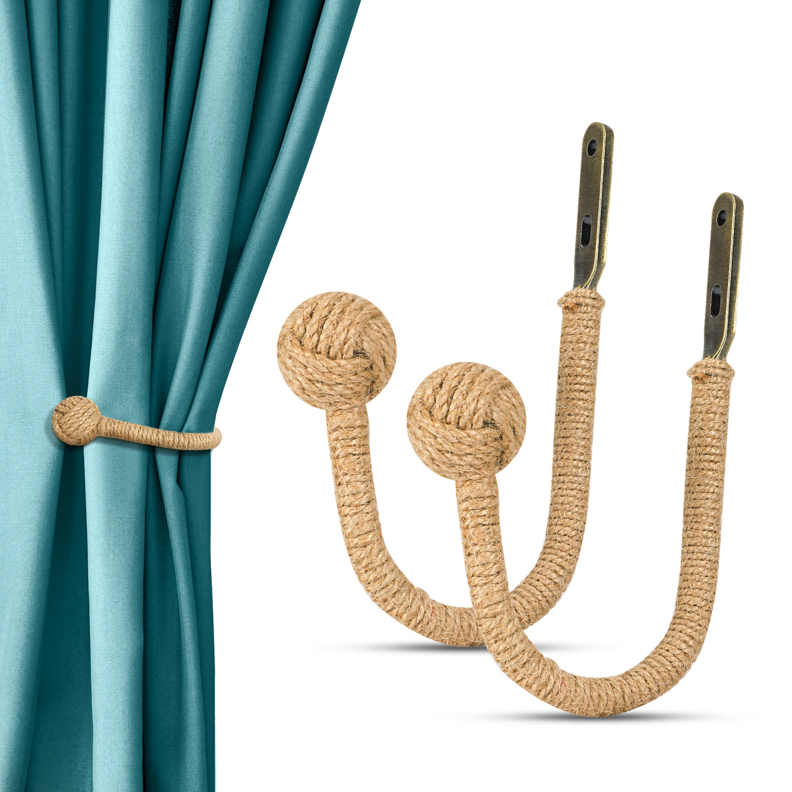 

2PCS wall mounted zinc alloy curtain hook simple curtain binding rope bedroom living room decoration curtain buckle
