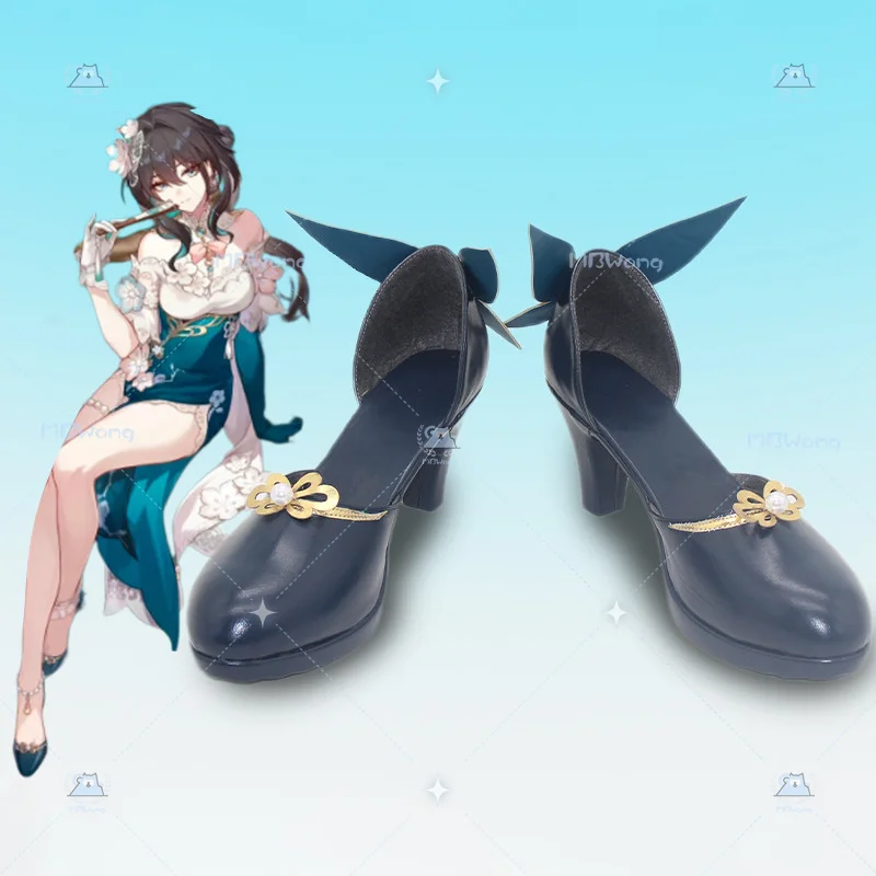 

Обувь для косплея по игре Honkai Star Rail: туфли на высоком каблуке Ruan Mei с надписью Plumblossom для Хэллоуина, для женщин и мужчин