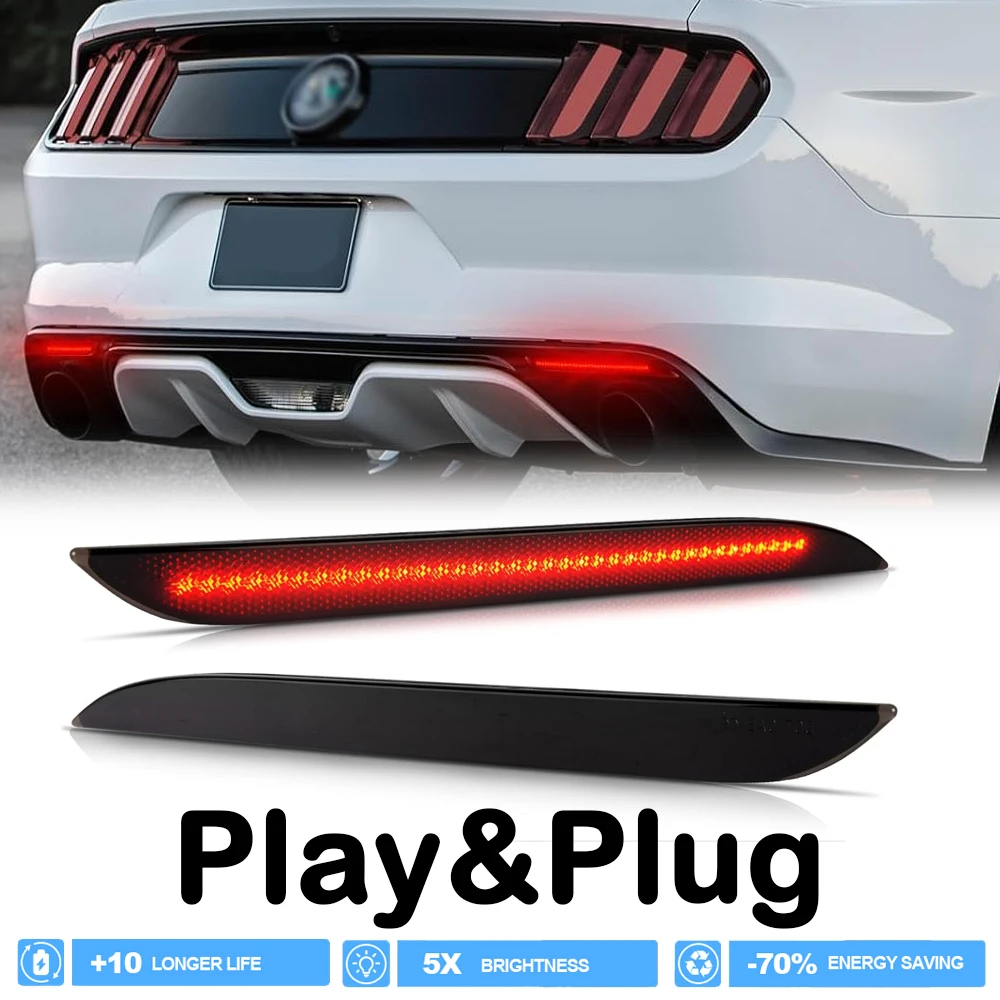 

Красный светодиодный задний бампер, стоп-сигнал, обратный противотуманный предупреждающий парковочный отражатель для Ford Mustang 2015-2017, автомобильный Стайлинг