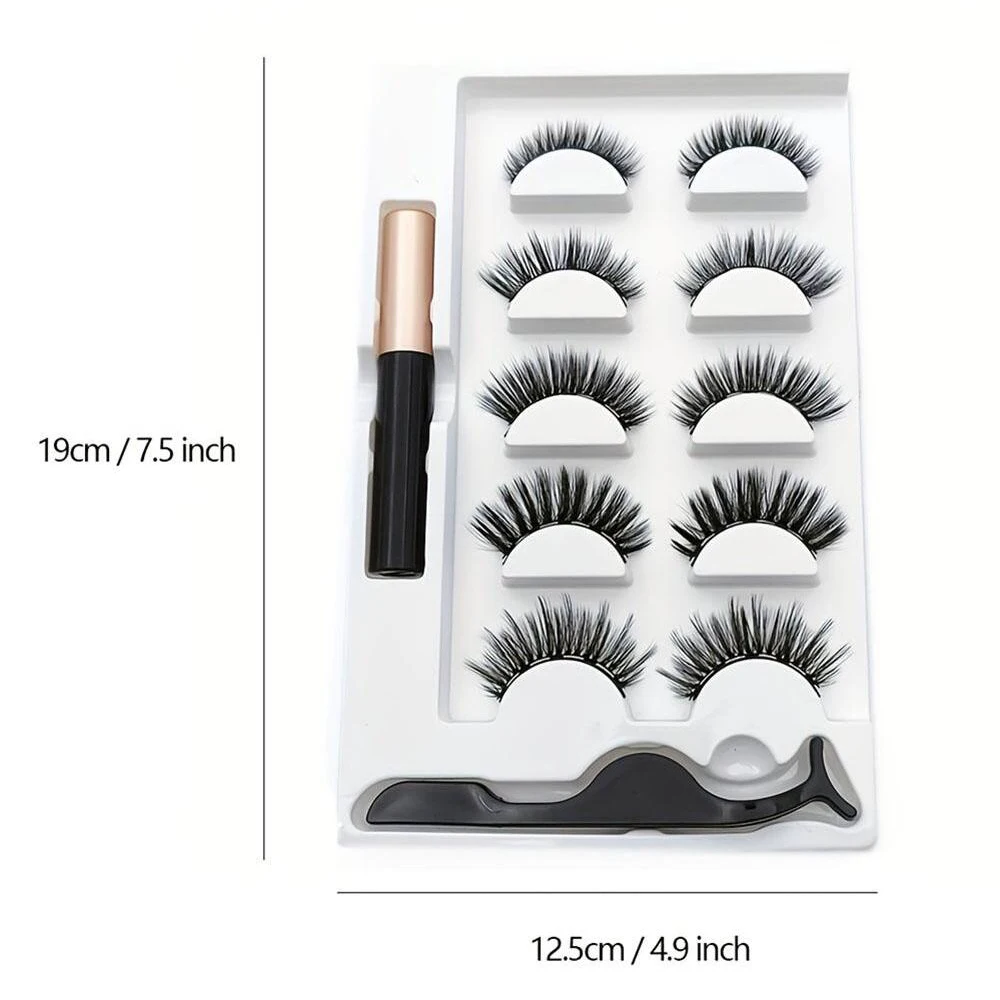 2Boxes/10Pairs Magnete False Mink Eyelashes Set Magnetic Liquid Eyeliner Glue Free Eye Makeup Extend Fluffy Lashes