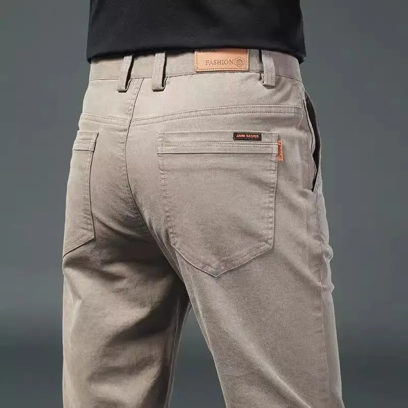 

Повседневные мужские свободные эластичные прямые брюки из чистого хлопка с девятью ногами, осенне-зимняя модная мужская одежда, повседневные брюки