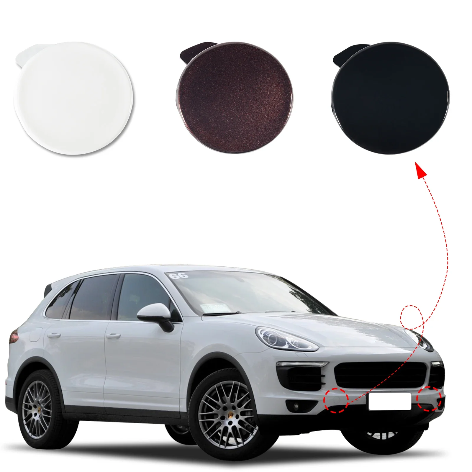 

Front Bumper Tow Hook Cover Cap Towing Eye For Porsche Cayenne 92A Basic Base 2015 2016 2017 2018 95850515640 95850515540