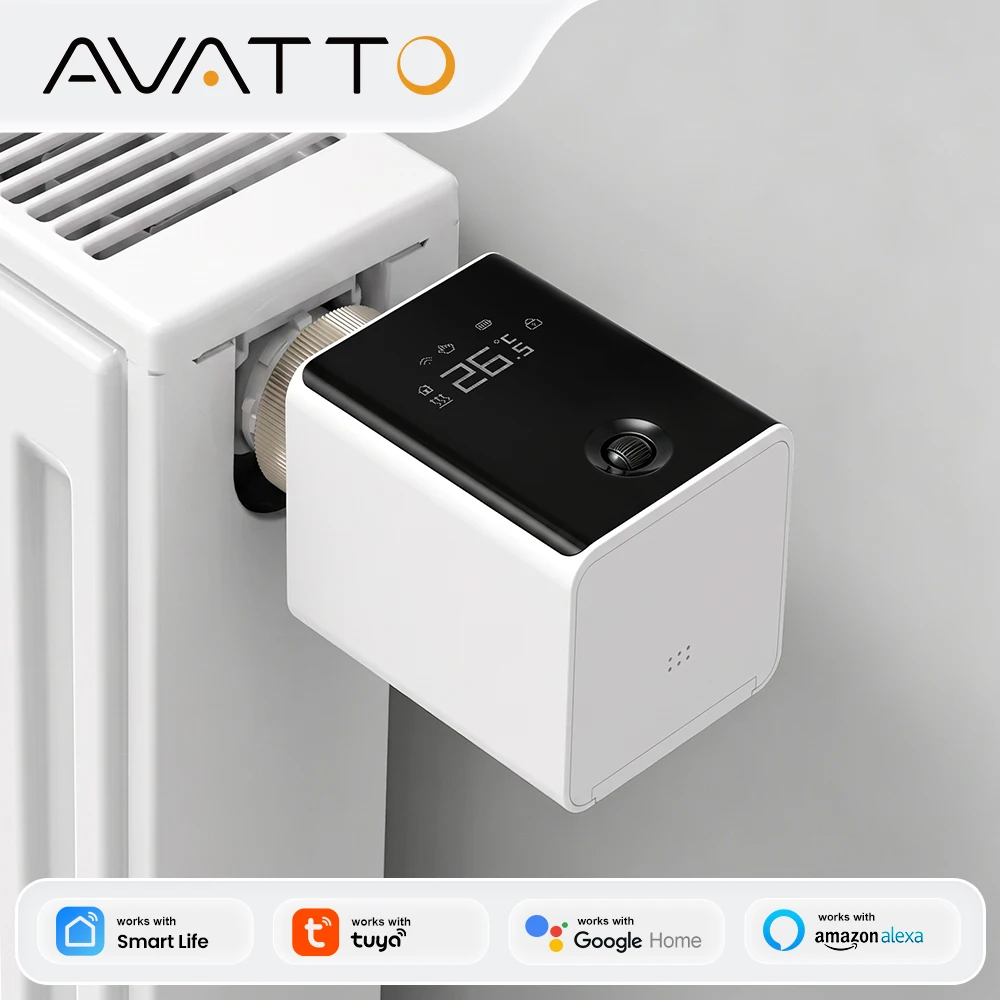 AVATTO ZigBee 3.0 Smart TRV Thermostatic Valve,Programmable Thermostat Radiator Actuator Works With Tuya Alexa Google Home Alice