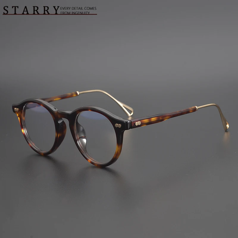 Japanese Literary Youth Myopia Eyeglasses Frame Light Luxury Jelly Green Hand Plate Round Frame Retro Style Tide Men and Women