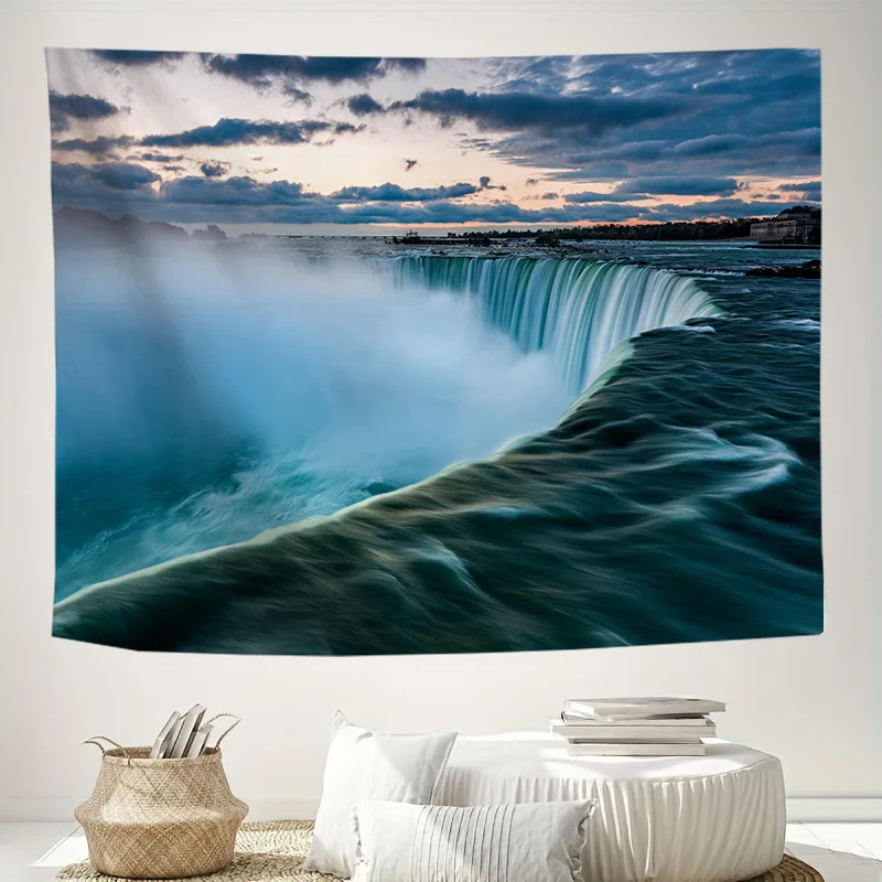 VIKAMA Watercolor Snow Scene Christmas Tree Tapestry, HD Wear-Resistant Background Cloth for Winter Living Room Decor