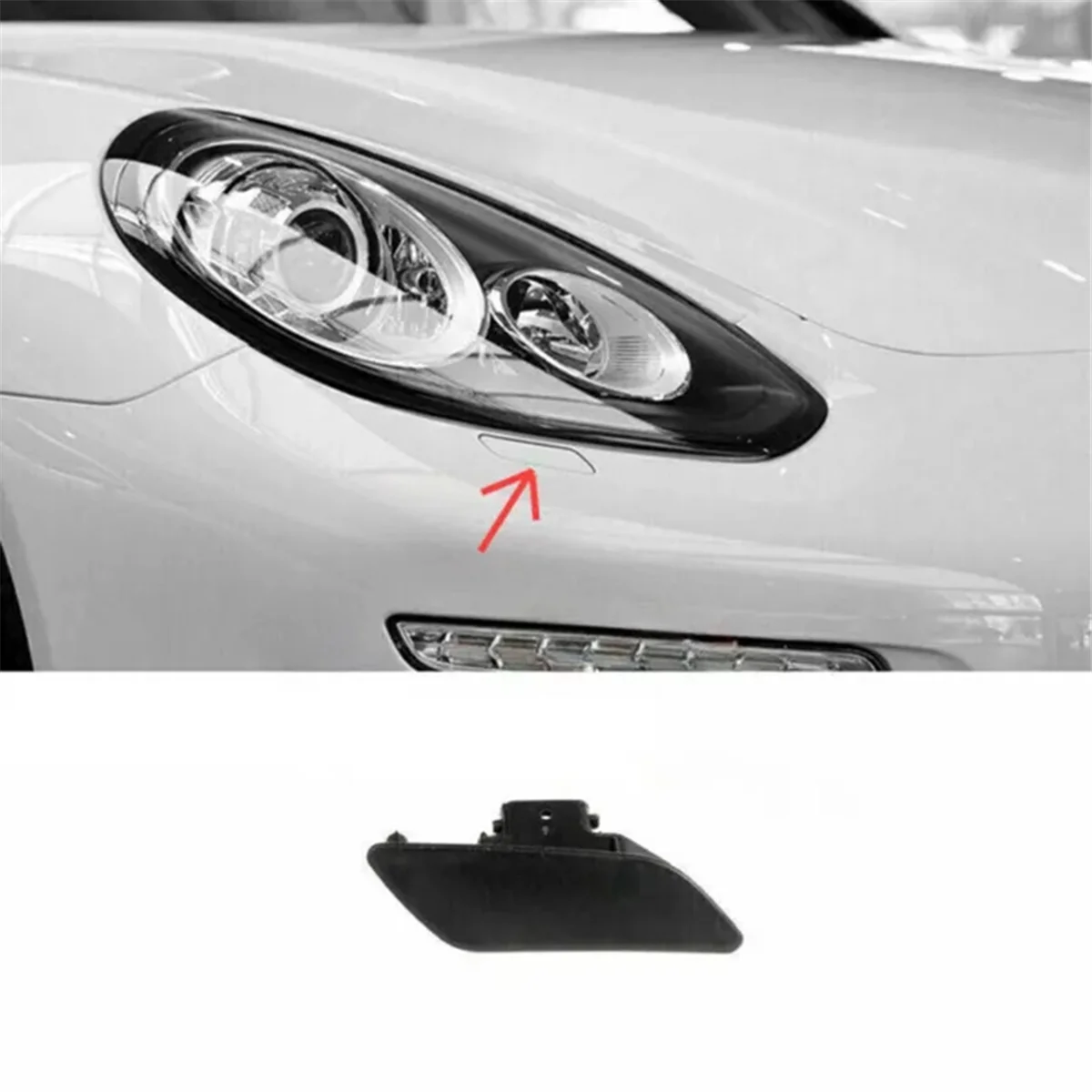 1 paio di coperture per sprinkler per paraurti anteriore, coperture spray per fari per Porsche Panamera 2014-2016 97050573100 97050573200