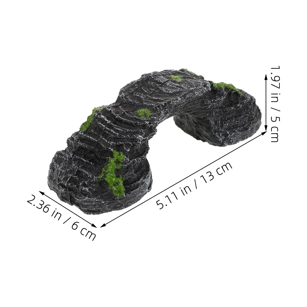 Reptile Basking Platform Rock Turtle Tank Climbing Ladder Hideout Resin Bridge Aquarium Terrarium Decor for Bearded Dragon Gecko - view 3