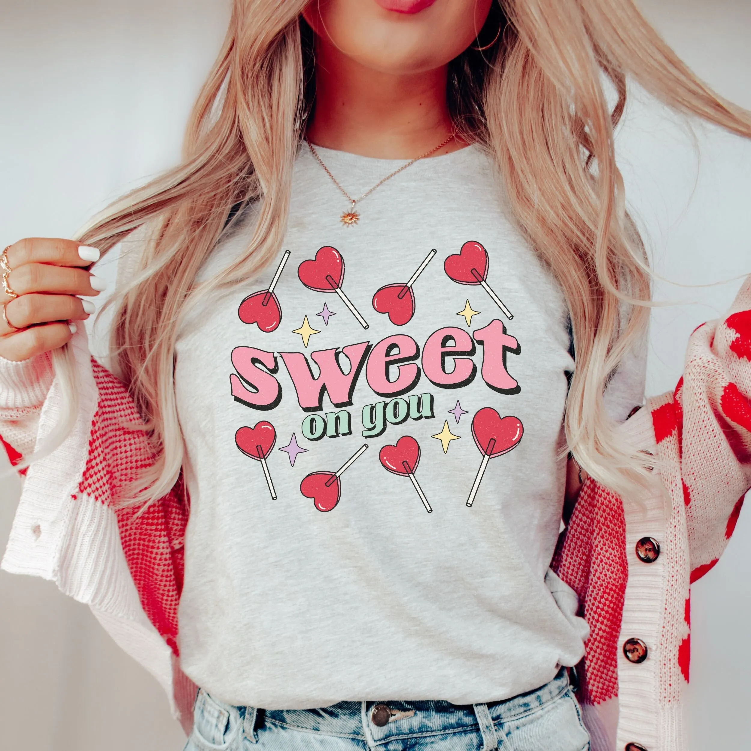 Camiseta Candy HearT con ventosa, piruleta, bonita pareja de amor de San Valentín, dulce en ti
