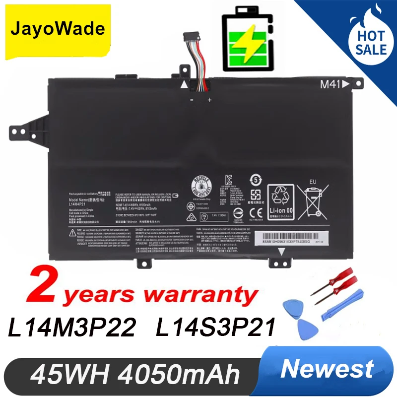 

Factory New L14M3P22 Laptop Battery for Lenovo K41-70 K41-80 M41-70 M41-80 L14S3P21 11.1V 4050mAh 45WH Notebook Battery L14M3P22