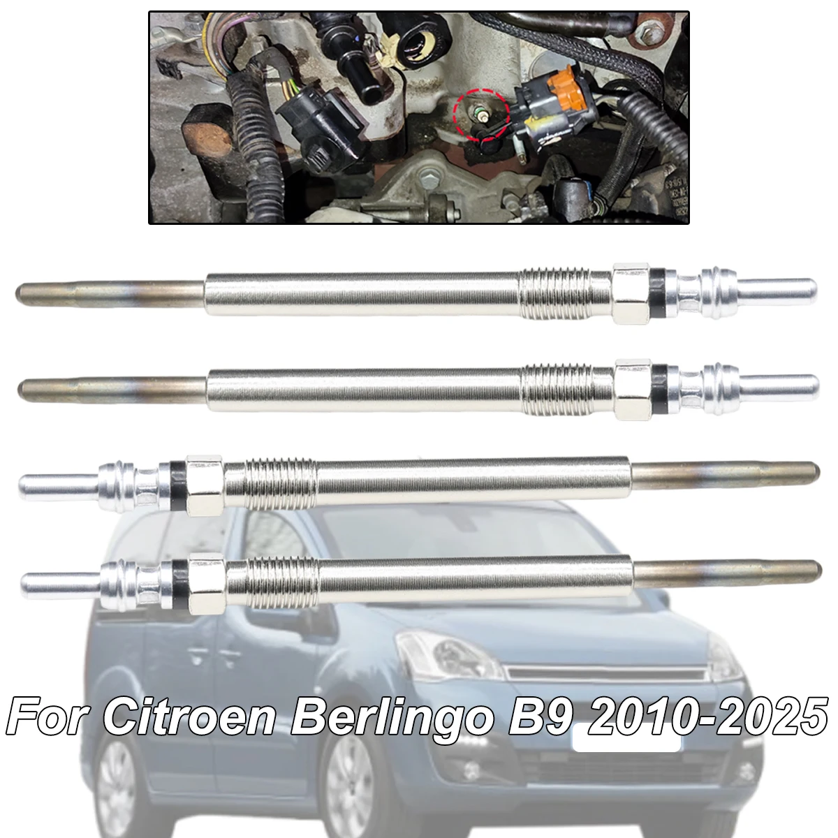 

4PCS Diesel Heater Nickel Plating Glow Plugs 5V 5960E6 5960K6 For Citroen Berlingo B9 2010 2011 2012 2013 2014 2015-2025 1.6 HDi