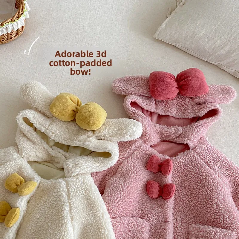 Girls' Fur Coat 2025 New Winter Children's Hooded Thick Lamb Wool Top Baby Korean Version Winter Clothing