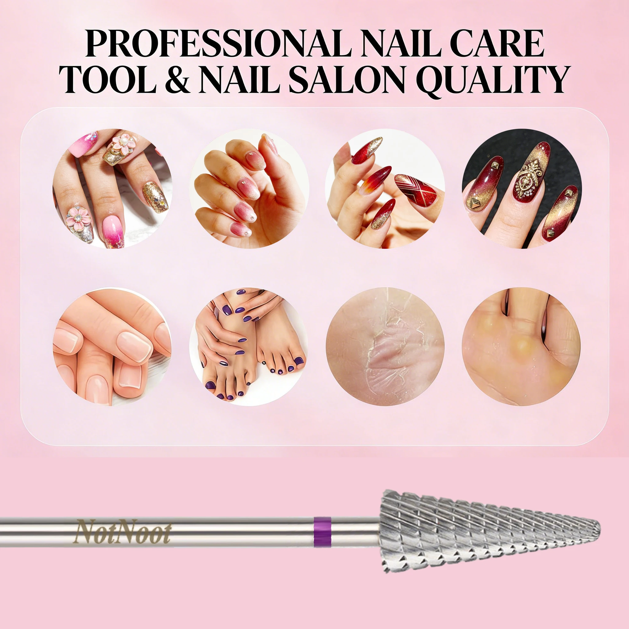 NotNoot Nail Drill Bits, 3/32'' Multi-function, Suitable for Manicure Pedicure Cuticle Gel Polishing, Right Hand Use Only gallery 3